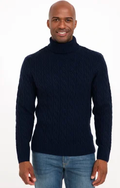 Pulls & Gilets<Armand Thiery Col roulé avec tricotage fantaisie - Marine