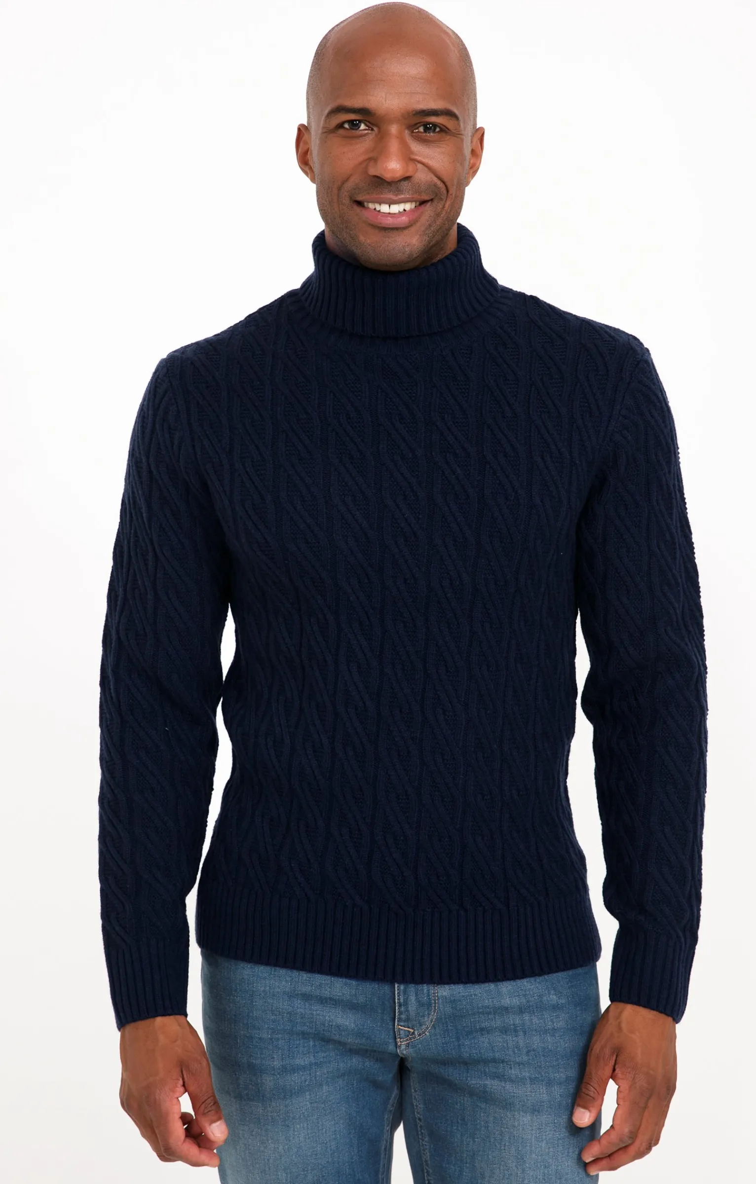 Pulls & Gilets<Armand Thiery Col roulé avec tricotage fantaisie - Marine