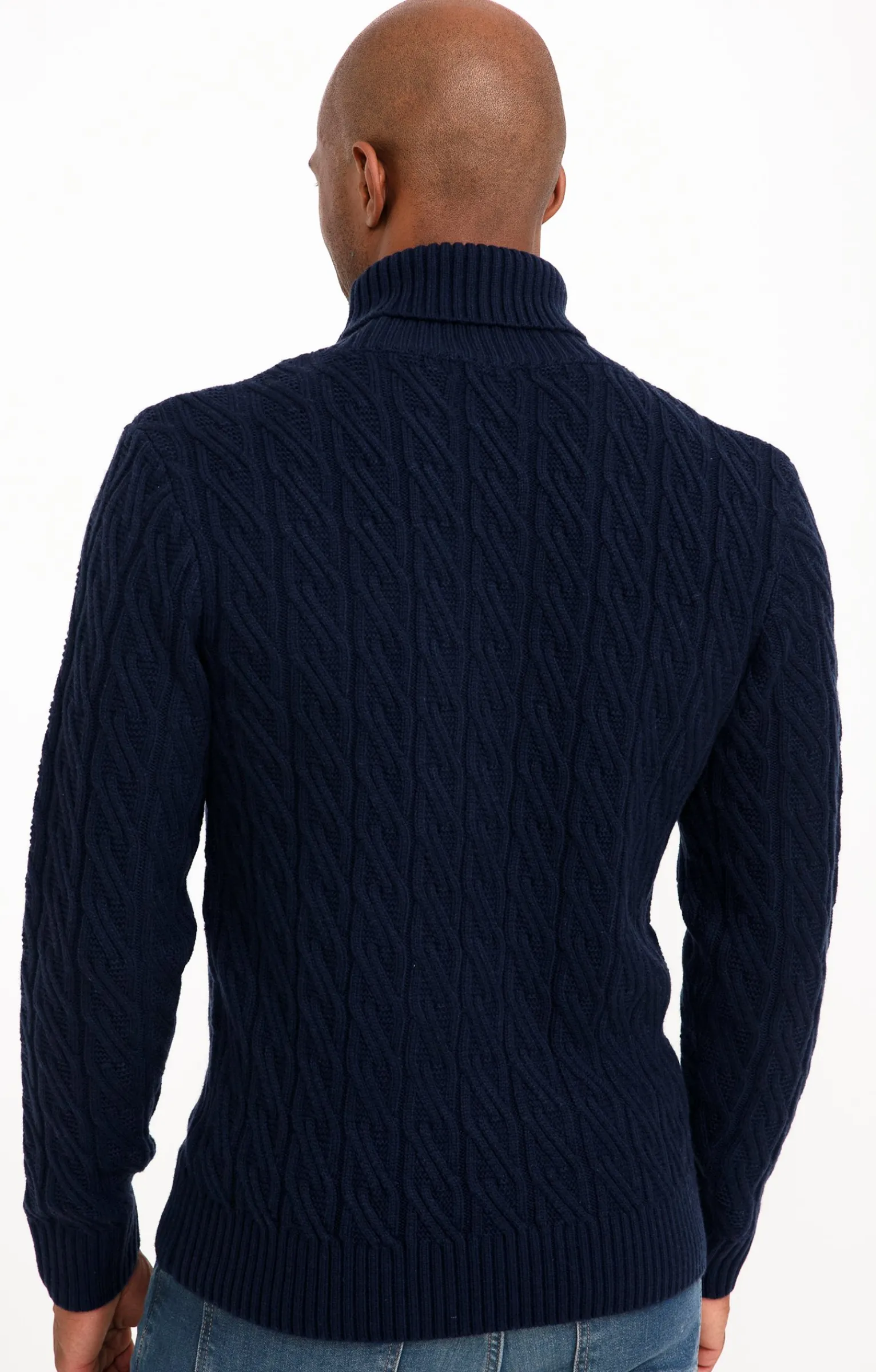 Pulls & Gilets<Armand Thiery Col roulé avec tricotage fantaisie - Marine