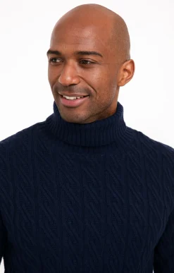 Pulls & Gilets<Armand Thiery Col roulé avec tricotage fantaisie - Marine