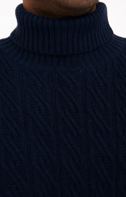 Pulls & Gilets<Armand Thiery Col roulé avec tricotage fantaisie - Marine