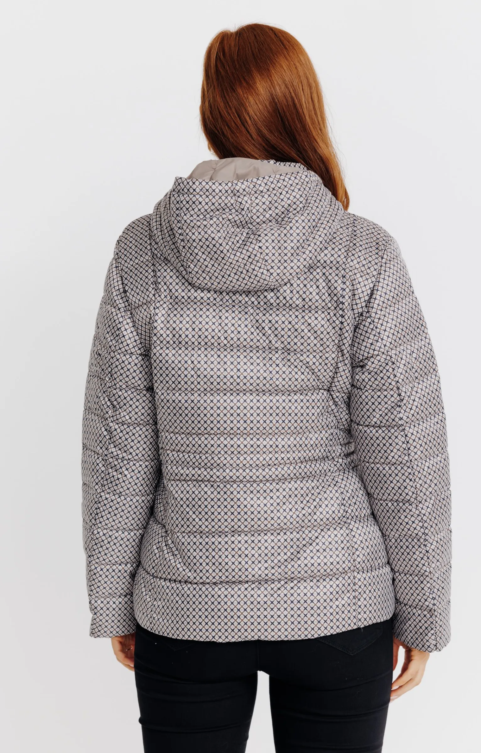 Impers & Parkas<Armand Thiery Doudoune courte imprimé fantaisie - Grège