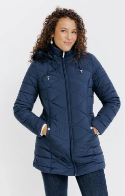 Impers & Parkas<Armand Thiery Doudoune longue au matelassage fantaisie - Marine