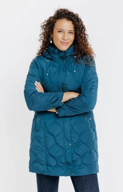Impers & Parkas<Armand Thiery Doudoune longue matelassage fantaisie - Pétrole