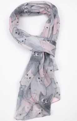 Accessoires<Armand Thiery Grand foulard léger imprimé chat - Rose