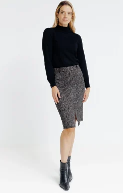 Jupes<Armand Thiery Jupe en jacquard fente milieu devant - Noir