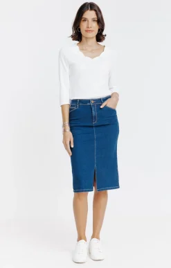 Jupes<Armand Thiery Jupe longue denim stone - Bleu