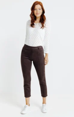 Pantalons<Armand Thiery legging suédine détail clous - Chocolat