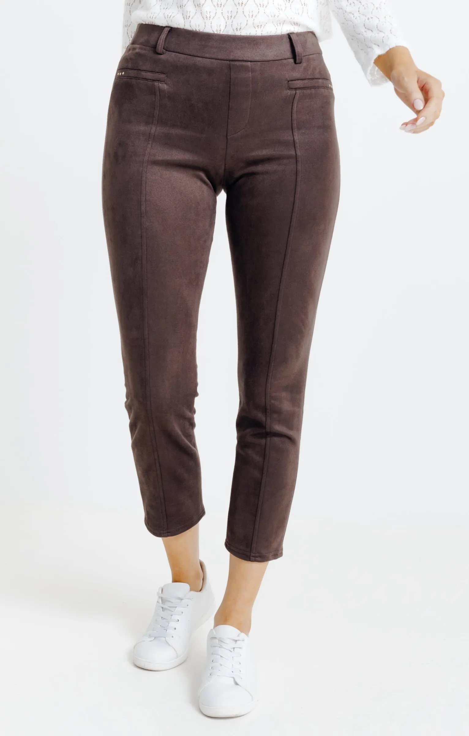 Pantalons<Armand Thiery legging suédine détail clous - Chocolat