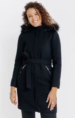 Manteaux<Armand Thiery LONG MANTEAU A CEINTURE - Noir
