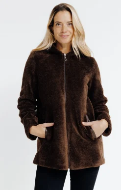 Manteaux<Armand Thiery Manteau en fausse fourrure à capuche - Chocolat