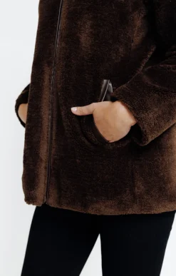 Manteaux<Armand Thiery Manteau en fausse fourrure à capuche - Chocolat