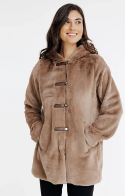 Manteaux<Armand Thiery Manteau en fausse fourrure à capuche - Camel