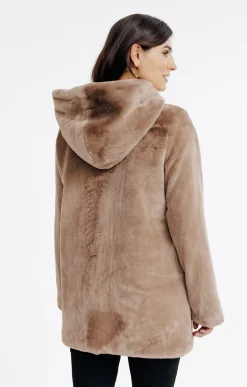 Manteaux<Armand Thiery Manteau en fausse fourrure à capuche - Camel