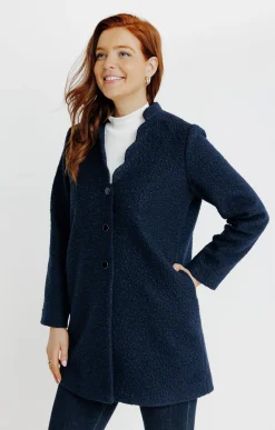 Manteaux<Armand Thiery Manteau long en matière bouclette - Marine