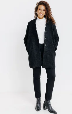 Manteaux<Armand Thiery Manteau long en matière bouclette - Noir