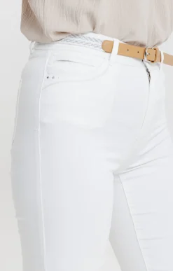Pantalons<Armand Thiery Pantacourt coton et viscose ceinture - Blanc