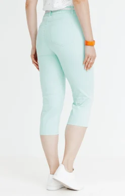 Pantalons<Armand Thiery Pantacourt coton et viscose ceinture - Vert