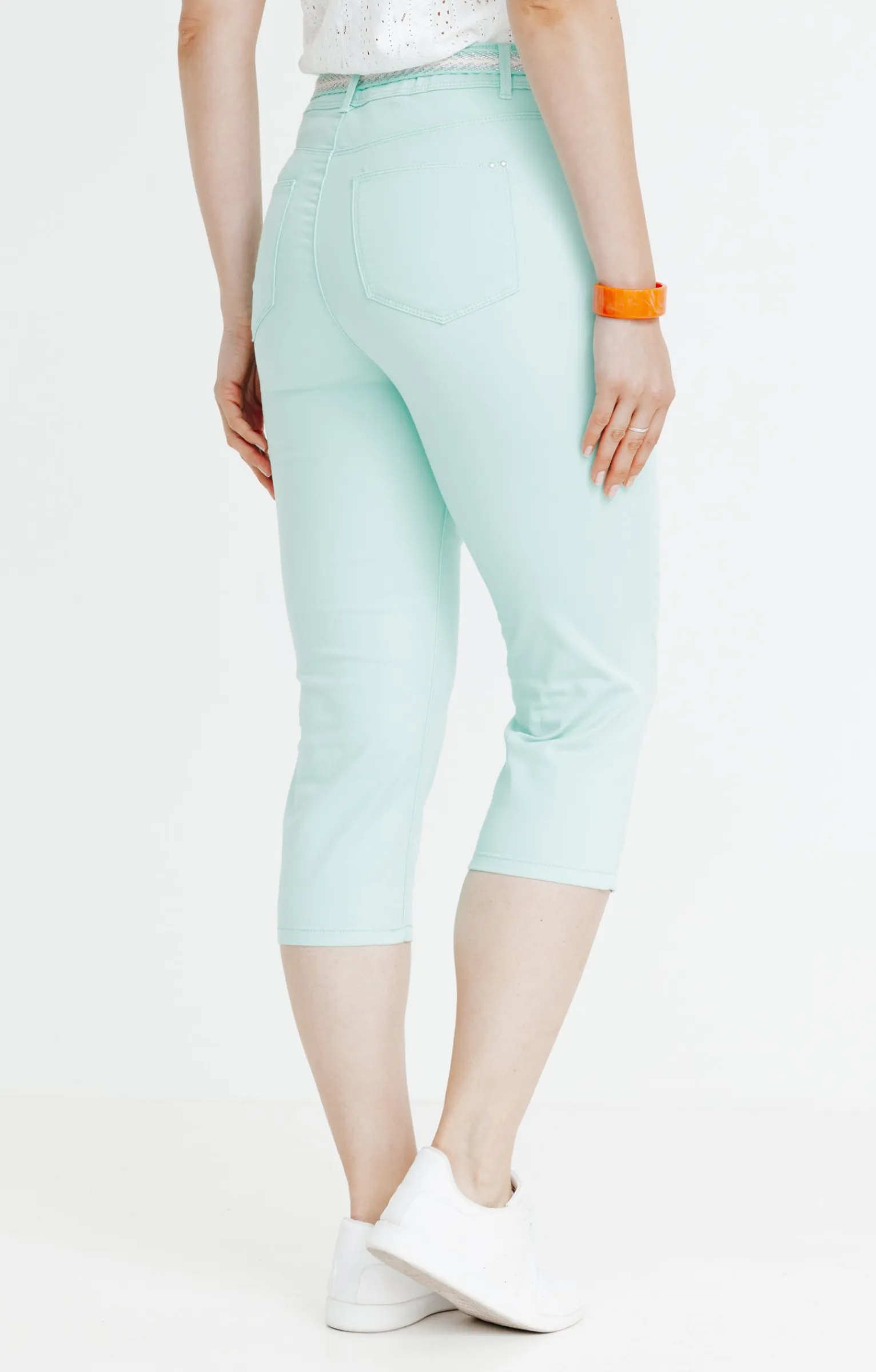 Pantalons<Armand Thiery Pantacourt coton et viscose ceinture - Vert
