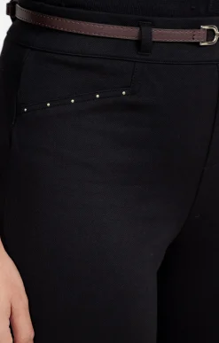 Pantalons<Armand Thiery Pantacourt large en maille détails clous - Noir