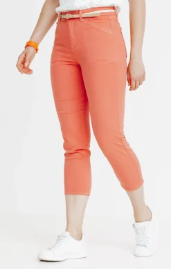 Pantalons<Armand Thiery Pantacourt mi-mollet avec ceinture corde - Pamplemousse