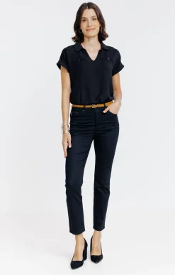 Pantalons<Armand Thiery Pantalon 7/8 avec ceinture similicuir - Noir