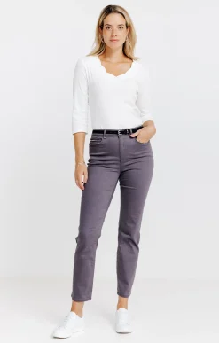 Pantalons<Armand Thiery Pantalon 7/8 avec ceinture similicuir - Grismoyen