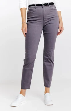 Pantalons<Armand Thiery Pantalon 7/8 avec ceinture similicuir - Grismoyen