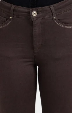 Pantalons<Armand Thiery Pantalon 7/8 brodé en coton viscose - Chocolat
