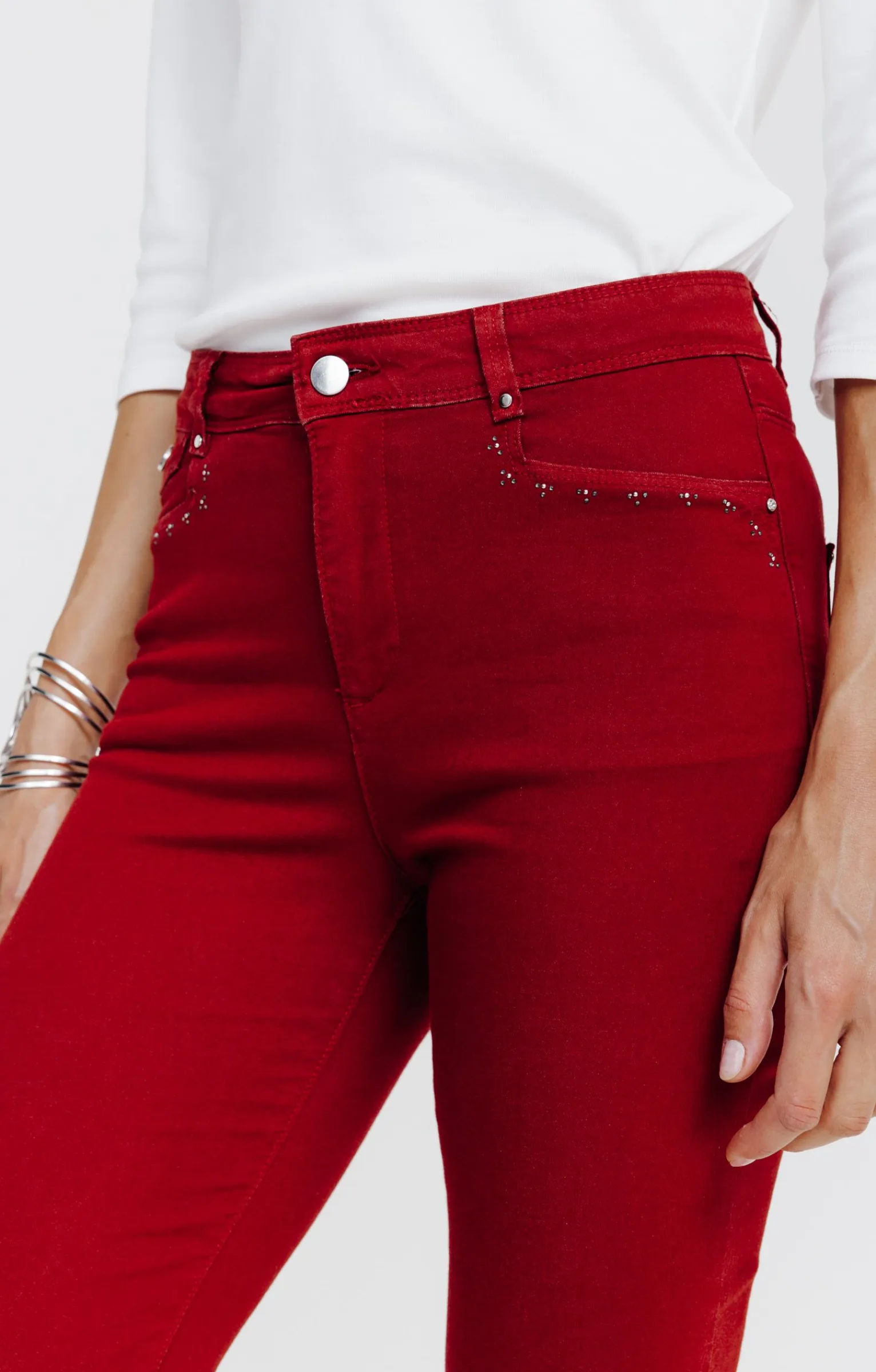 Pantalons<Armand Thiery Pantalon 7/8 brodé en coton viscose - Brique
