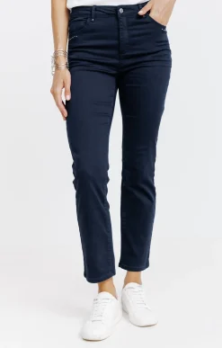 Pantalons<Armand Thiery Pantalon 7/8 coton détail clous poches - Marine