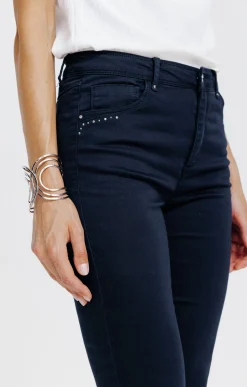 Pantalons<Armand Thiery Pantalon 7/8 coton détail clous poches - Marine