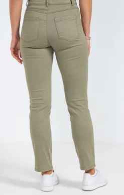 Pantalons<Armand Thiery Pantalon 7/8 coton stretch détail bijou - Kakiclair
