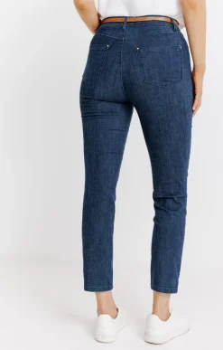 Pantalons<Armand Thiery Pantalon 7/8 denim brut détail clou - Bleu