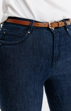 Pantalons<Armand Thiery Pantalon 7/8 denim brut détail clou - Bleu
