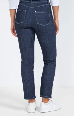 Pantalons<Armand Thiery Pantalon 7/8 denim brut zippé - Bleu