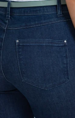 Pantalons<Armand Thiery Pantalon 7/8 denim détail galon - Bleu
