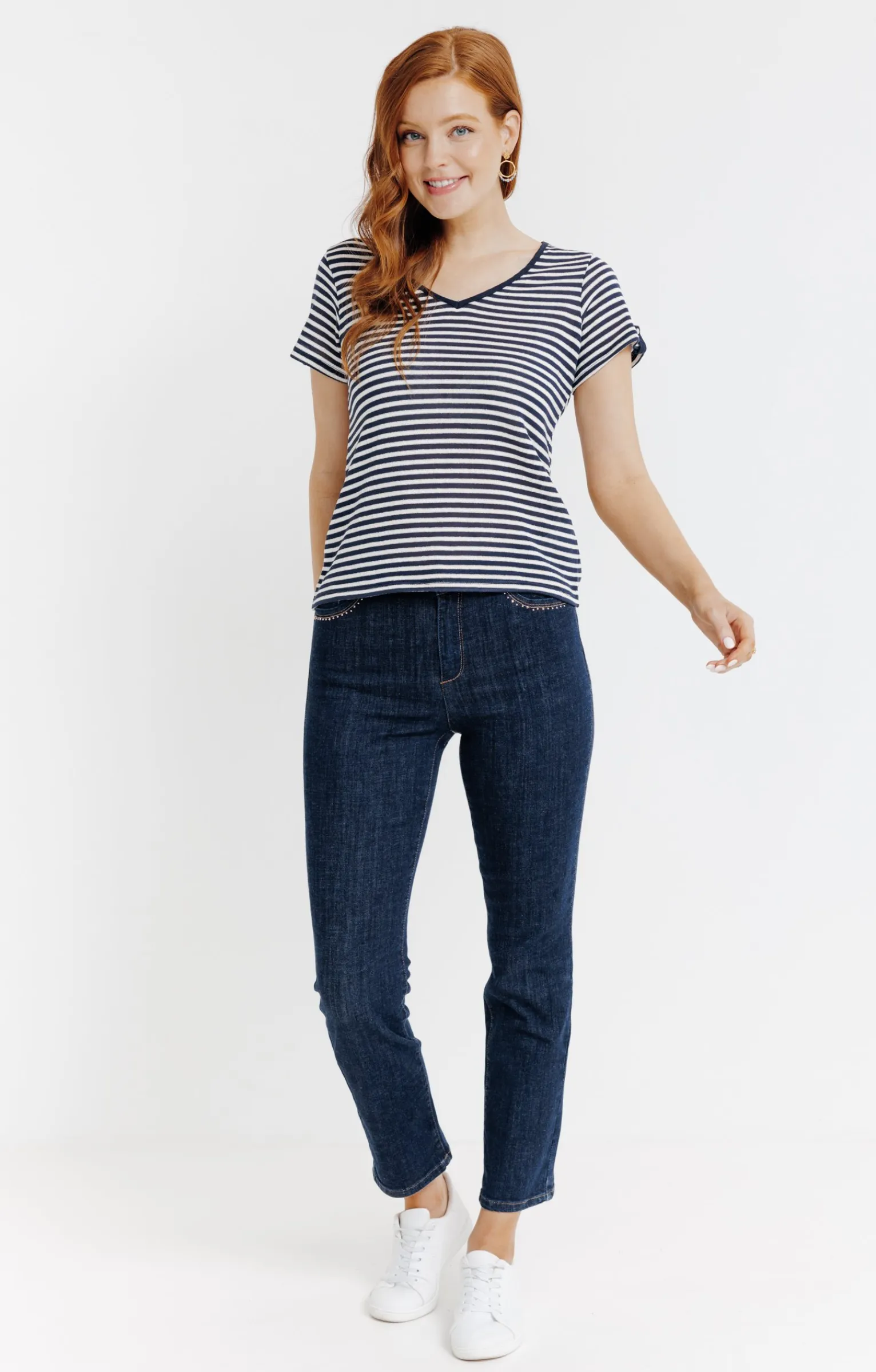 Pantalons<Armand Thiery Pantalon 7/8 en denim brut - Bleu