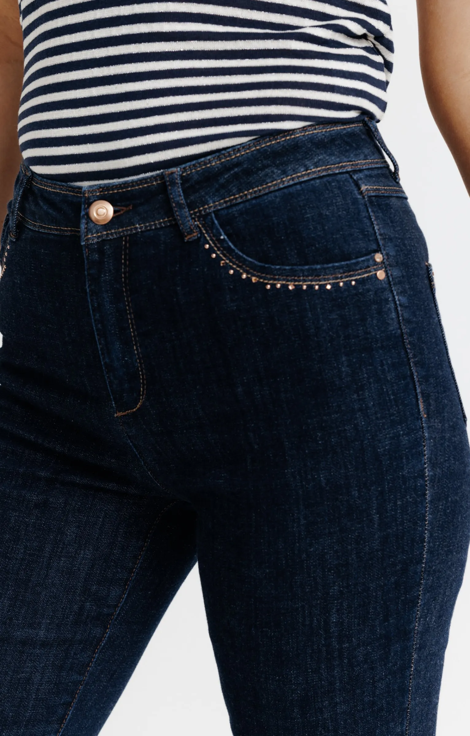 Pantalons<Armand Thiery Pantalon 7/8 en denim brut - Bleu