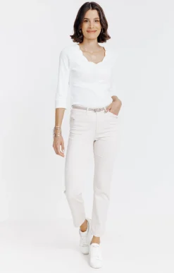 Pantalons<Armand Thiery Pantalon 7/8 forme chino avec ceinture - Beige