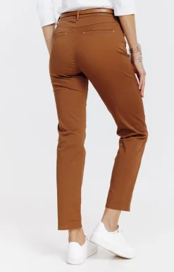 Pantalons<Armand Thiery Pantalon 7/8 forme chino avec ceinture - Marronclair