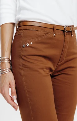 Pantalons<Armand Thiery Pantalon 7/8 forme chino avec ceinture - Marronclair