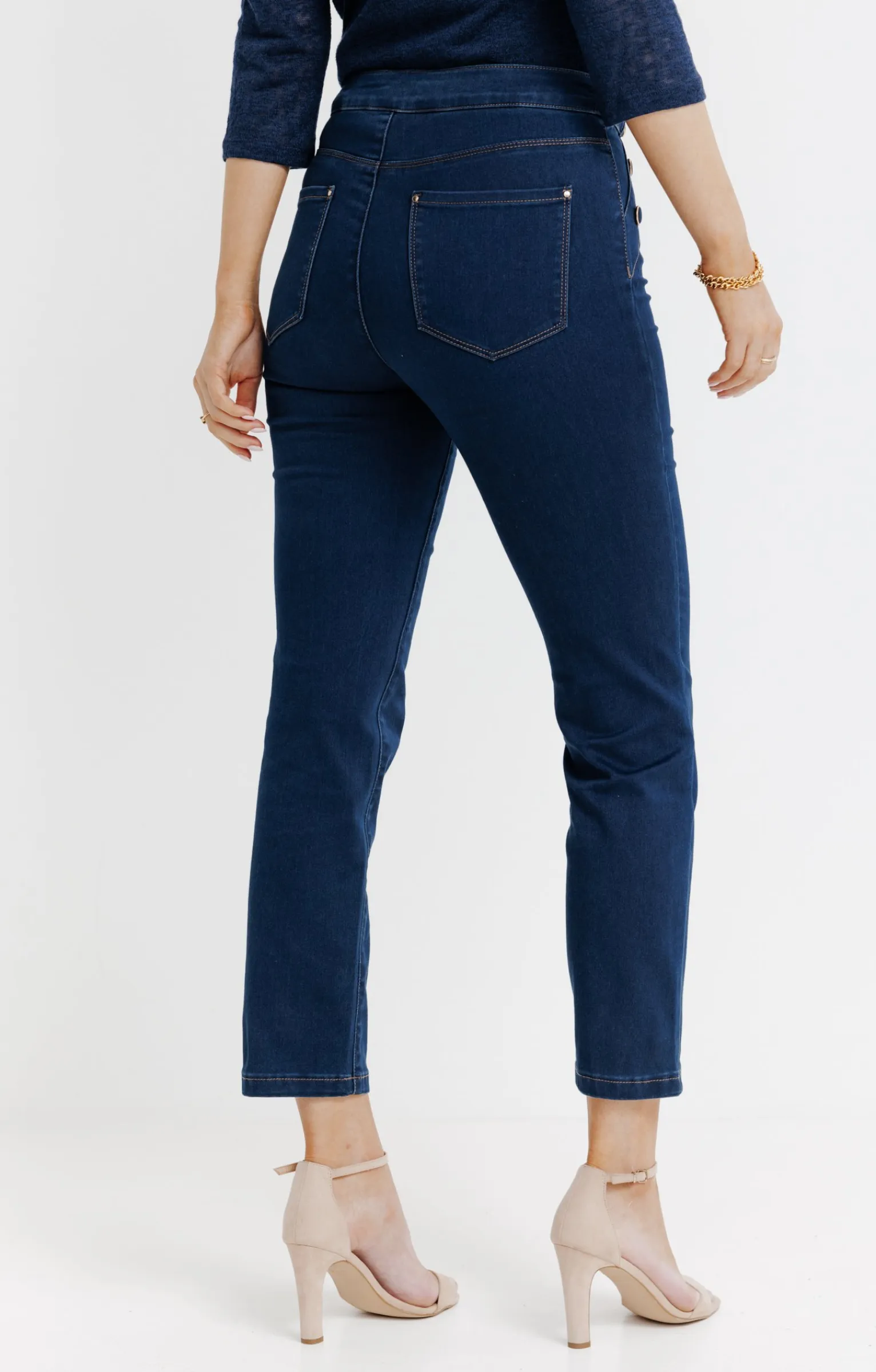 Pantalons<Armand Thiery Pantalon 7/8 satin denim brut - Bleu
