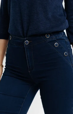 Pantalons<Armand Thiery Pantalon 7/8 satin denim brut - Bleu