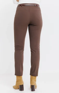 Pantalons<Armand Thiery Pantalon 7/8 ville avec ceinture - Chocolat