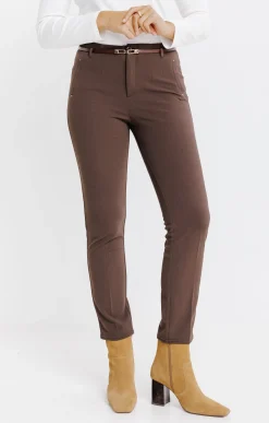 Pantalons<Armand Thiery Pantalon 7/8 ville avec ceinture - Chocolat