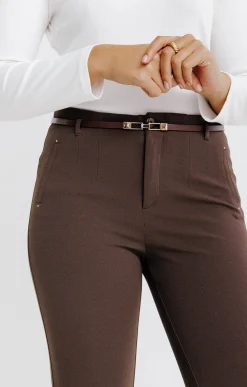 Pantalons<Armand Thiery Pantalon 7/8 ville avec ceinture - Chocolat