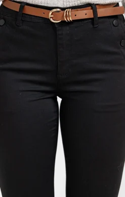 Pantalons<Armand Thiery Pantalon avec modal détail boutons pont - Noir