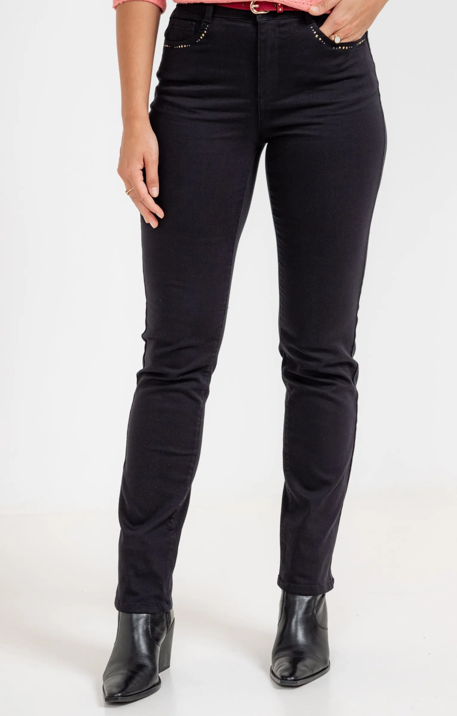 Pantalons<Armand Thiery Pantalon coton stretch détail clous - Noir