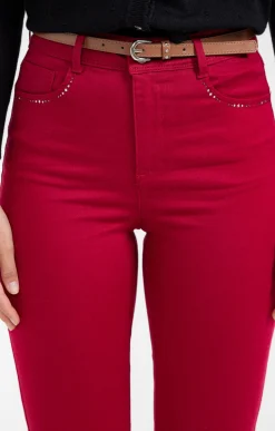 Pantalons<Armand Thiery Pantalon coton stretch détail clous - Bordeaux